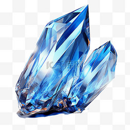 蓝色斜水晶冰透元素写实装饰图案
