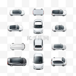 车展模型图片_白色汽车俯视现实场景孤立