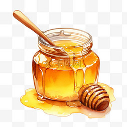 好吃而不腻图片_水彩好吃蜂蜜罐免扣元素