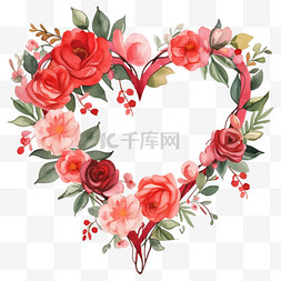 情人节红玫瑰花心形框架