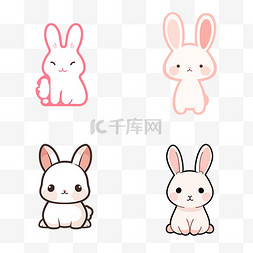 简约兔子图片_可爱卡通小兔子手绘工笔儿童画简