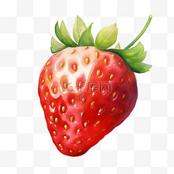 草莓水果手绘图片_水彩新鲜水果草莓免扣元素