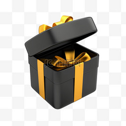 金色礼盒3d元素黑色