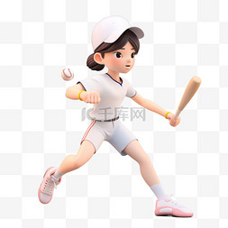 数钱女孩图片_亚运会3D人物竞技比赛打棒球的白