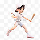 亚运会3D人物竞技比赛打棒球的白帽女孩