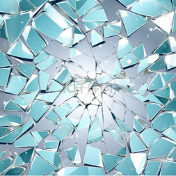 方格背景上逼真的透明碎玻璃碎片