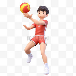 排球图片_亚运会3D人物竞技比赛红衣男子打