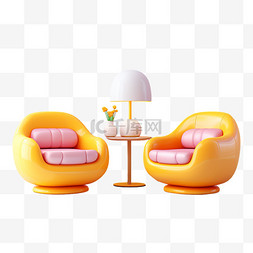 3D家居家居桌椅餐桌双人沙发椅元