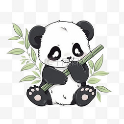 卡通手绘竹子熊猫元素