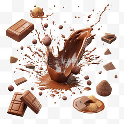 可可豆罐图片_巧克力套装。飞溅物、碎片和巧克