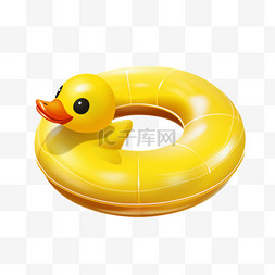 游泳鸭图片_黄色小黄鸭游泳圈救生圈写实元素