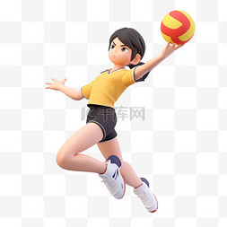 软式排球图片_亚运会3D人物竞技比赛女子排球