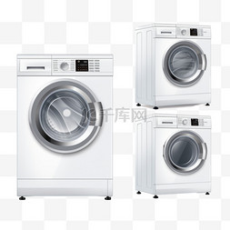 洗涤产品图片_洗衣机逼真的图标将三种家电产品