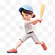 亚运会3D人物竞技比赛打棒球的蓝帽女孩