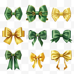 圣诞绿色蝴蝶结图片_准备好弓箭。结婚礼包，金色复古
