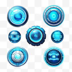 虚拟面板图片_按钮组技术未来风格科幻色彩蓝色