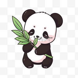 卡通熊猫竹子手绘元素