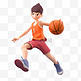 亚运会3D人物竞技比赛棕发少年打篮球