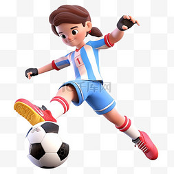 踢足球的运动员图片_亚运会3D人物竞技比赛棕发的女子