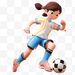 踢足球图片_亚运会3D人物竞技比赛棕发女子踢