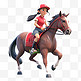 亚运会3D人物竞技比赛红衣女生骑马