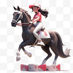 骑马3d图片_亚运会3D人物竞技比赛戴帽女孩骑