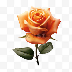 橙色玫瑰带叶子立体写实元素装饰