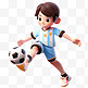 亚运会3D人物竞技比赛可爱女生踢足球