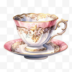 陶瓷茶杯图片_水彩美丽鲜花茶杯免扣元素
