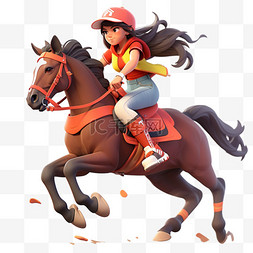 亚运会3D人物竞技比赛红帽女子骑