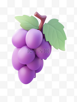 紫色背景磨砂图片_3d卡通图标葡萄元素