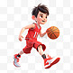 亚运会3D人物竞技比赛红衣少年打篮球