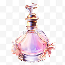 香水专柜图片_紫粉色浪漫金边香水瓶写实元素装