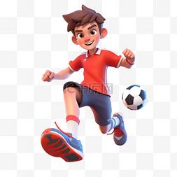 比赛足球图片_亚运会3D人物竞技比赛棕发男孩踢