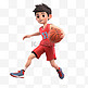 亚运会3D人物竞技比赛红衣青年打篮球