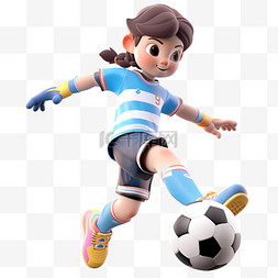 踢足球图片_亚运会3D人物竞技比赛马尾女子踢