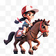 亚运会3D人物竞技比赛小女孩骑马