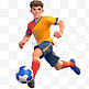 亚运会3D人物竞技比赛橙色衣服男子踢足球