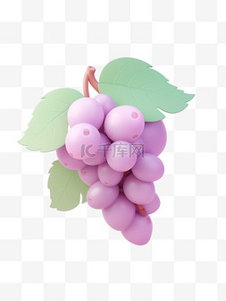 紫色背景磨砂图片_卡通3d葡萄元素