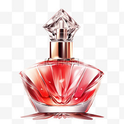 简约线条装饰图案图片_红色简约线条香水瓶写实元素装饰