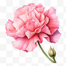 水彩粉色康乃馨鲜花花朵免扣元素