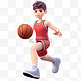 亚运会3D人物竞技比赛红衣男子打篮球