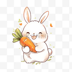 兔子白色图片_可爱兔子手绘胡萝卜卡通元素