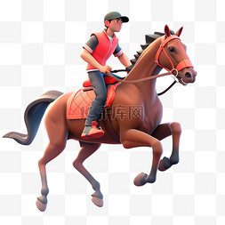 亚运会3D人物竞技比赛骑马的红衣