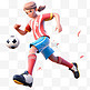 亚运会3D人物竞技比赛红白球衣少女踢足球