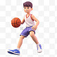 亚运会3D人物竞技比赛白衣男孩打篮球