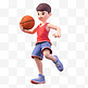 亚运会3D人物竞技比赛红衣少年接住篮球