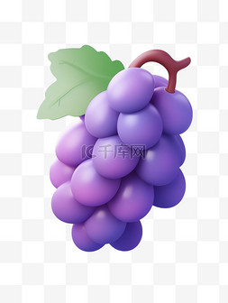 紫色背景磨砂图片_3d图标元素葡萄卡通