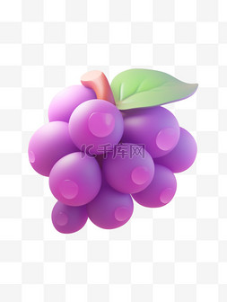 紫色背景磨砂图片_3d葡萄图标卡通元素
