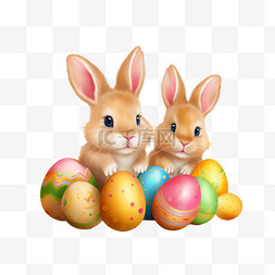 复活节彩蛋图片_复活节彩蛋和兔子